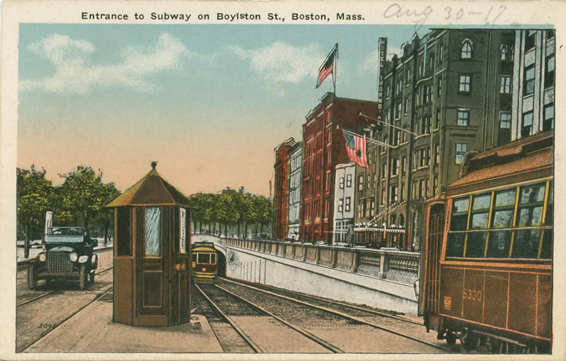 Vintage Postcard: Entrance to Subway on Boylston Street