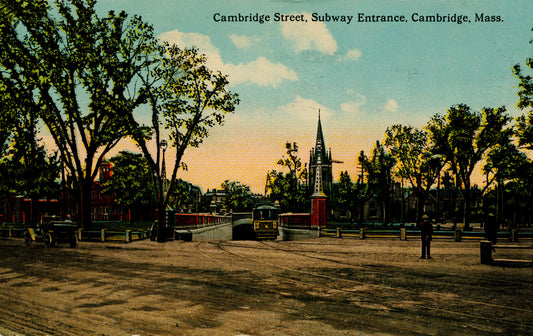 Vintage Postcard: Cambridge Street Streetcar Subway Entrance