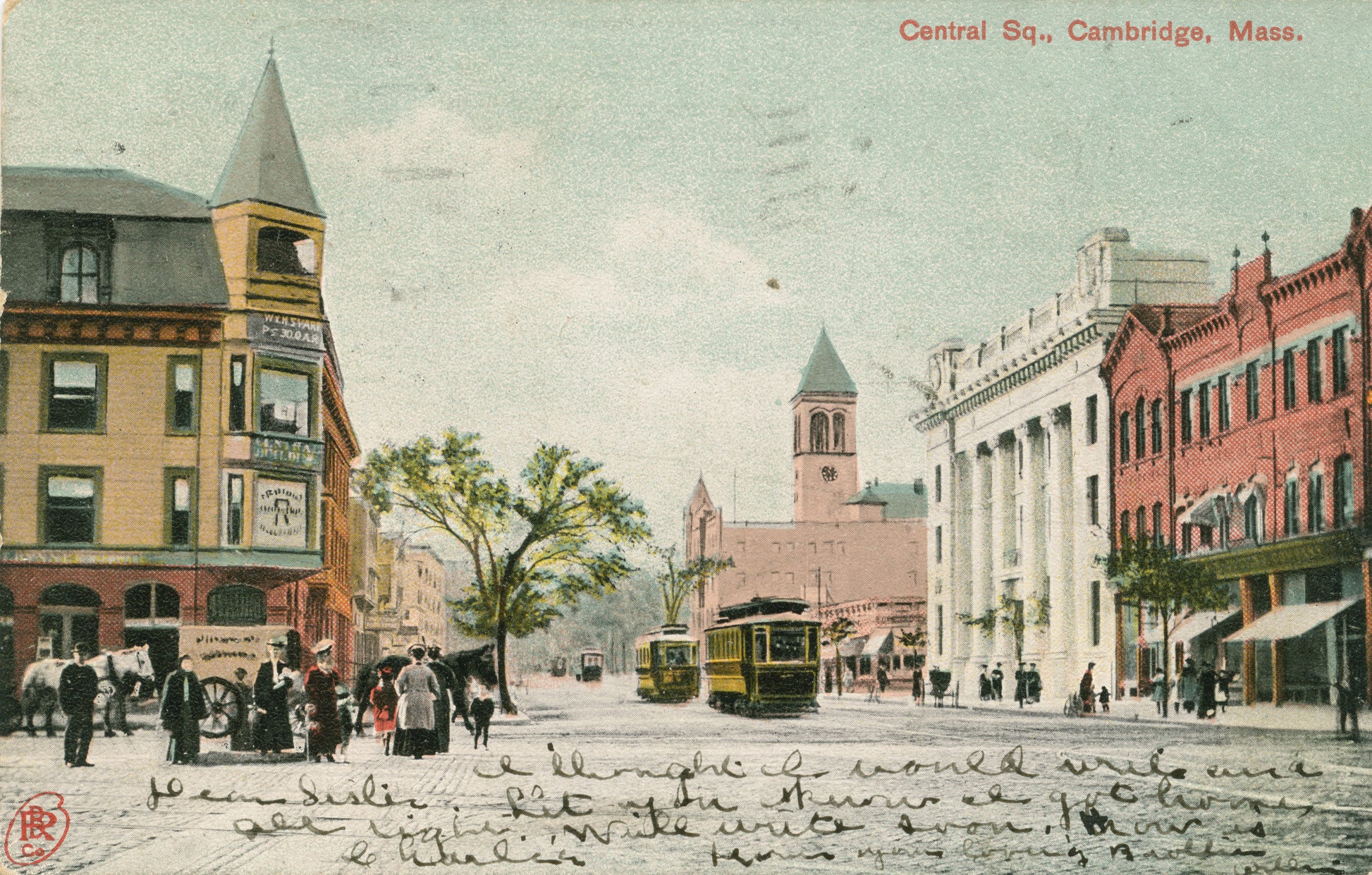 Vintage Postcard: Central Square Streetcars