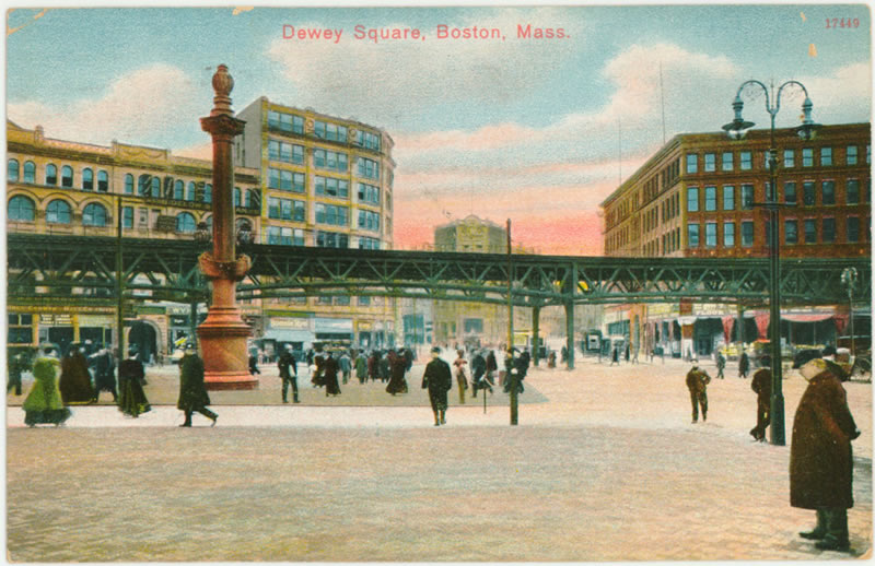 Vintage Postcard: Dewey Square and Atlantic Avenue Elevated