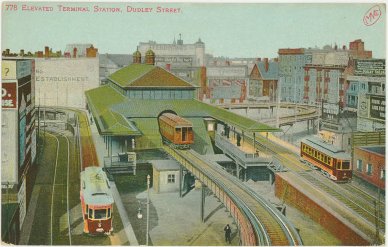 Vintage Postcard: Dudley Street Elevated Station
