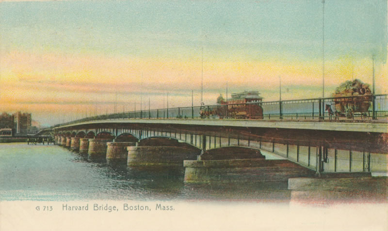 Vintage Postcard: Harvard Bridge