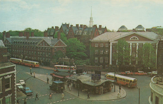 Vintage Postcard: Harvard Square
