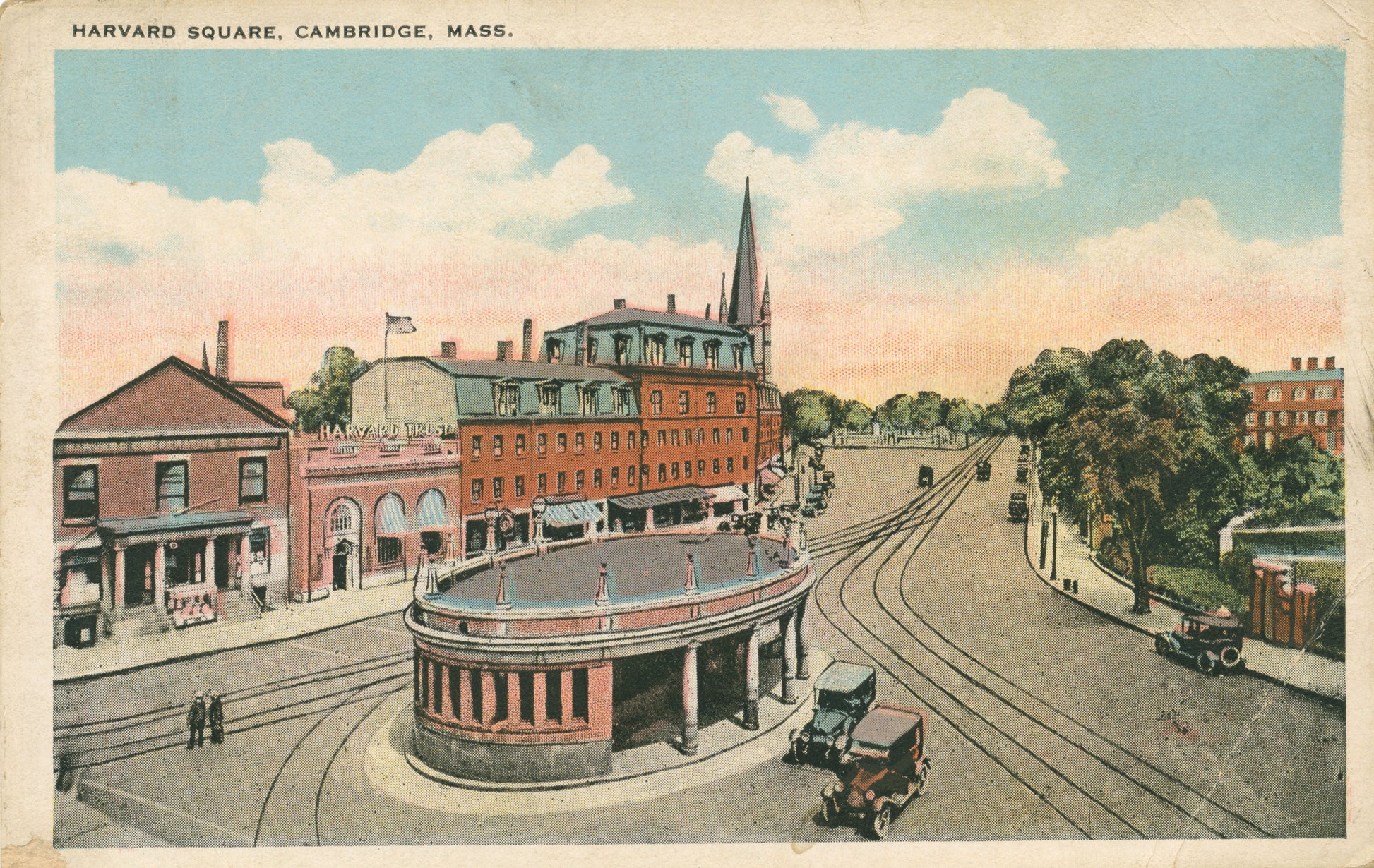 Vintage Postcard: Harvard Square Subway Entrance
