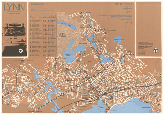 1975 MBTA Lynn Bus Routes Map