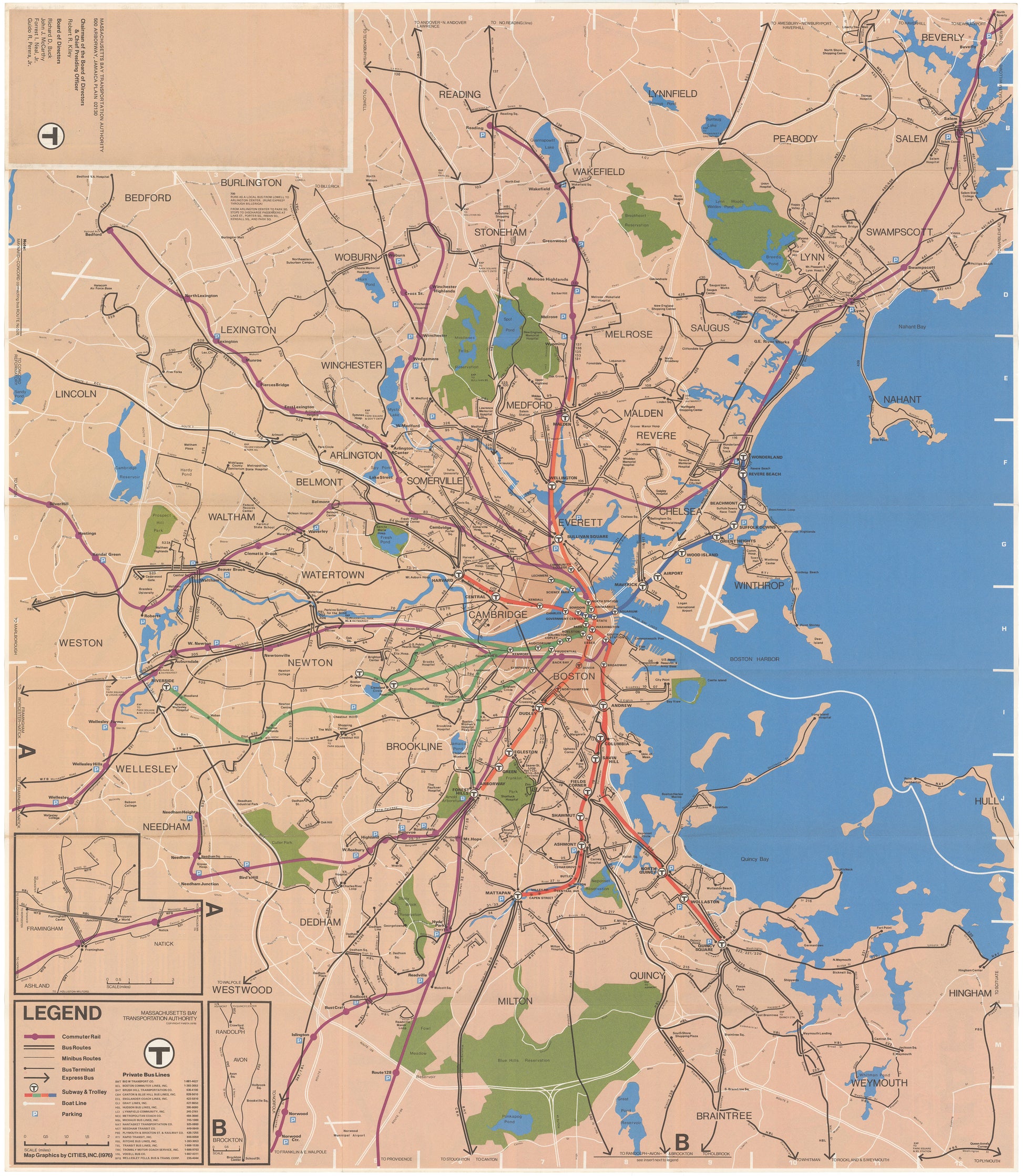 1976 (Spring) MBTA System Map (Side A)