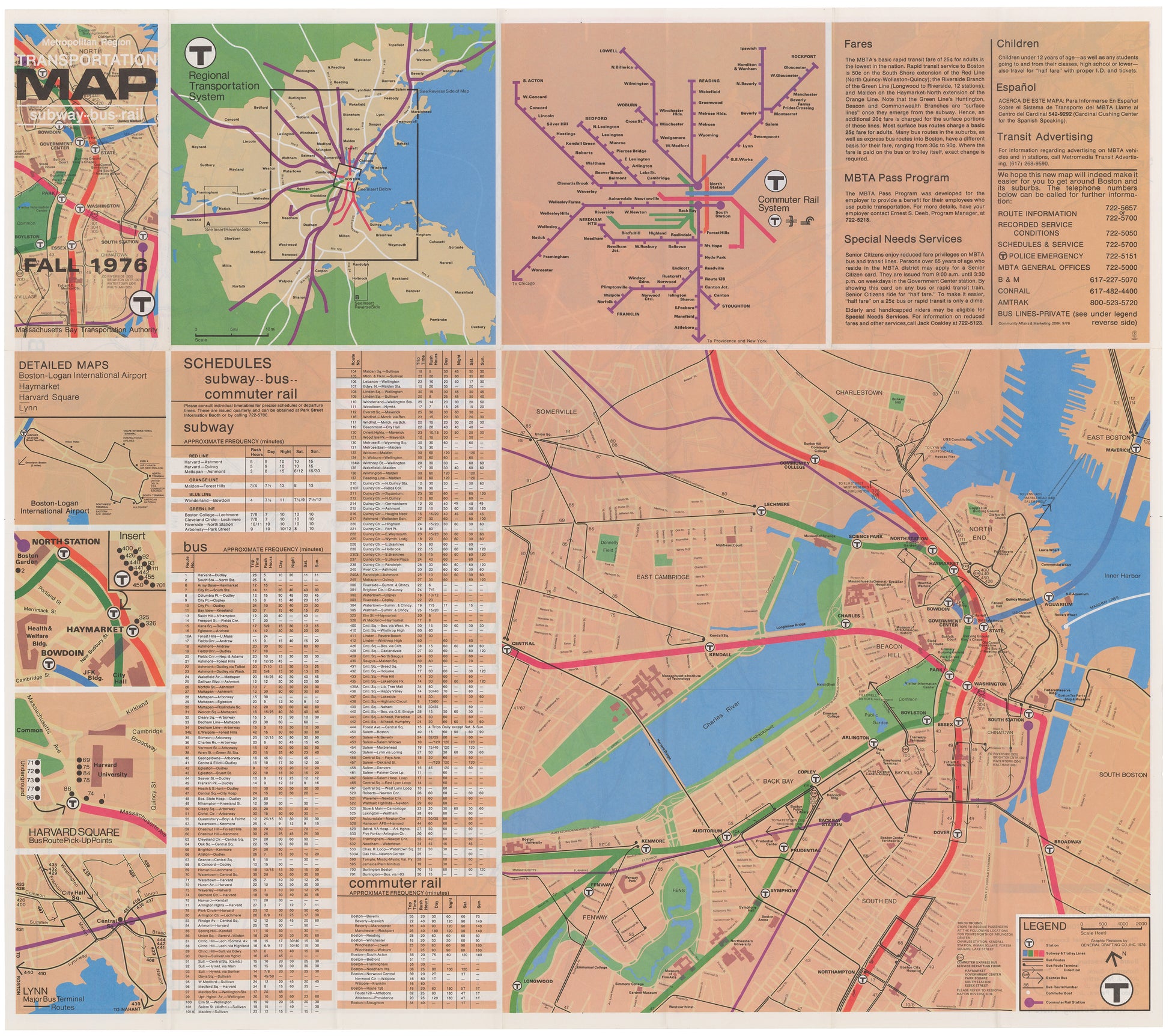 1976 (Fall) MBTA System Map (Side B)