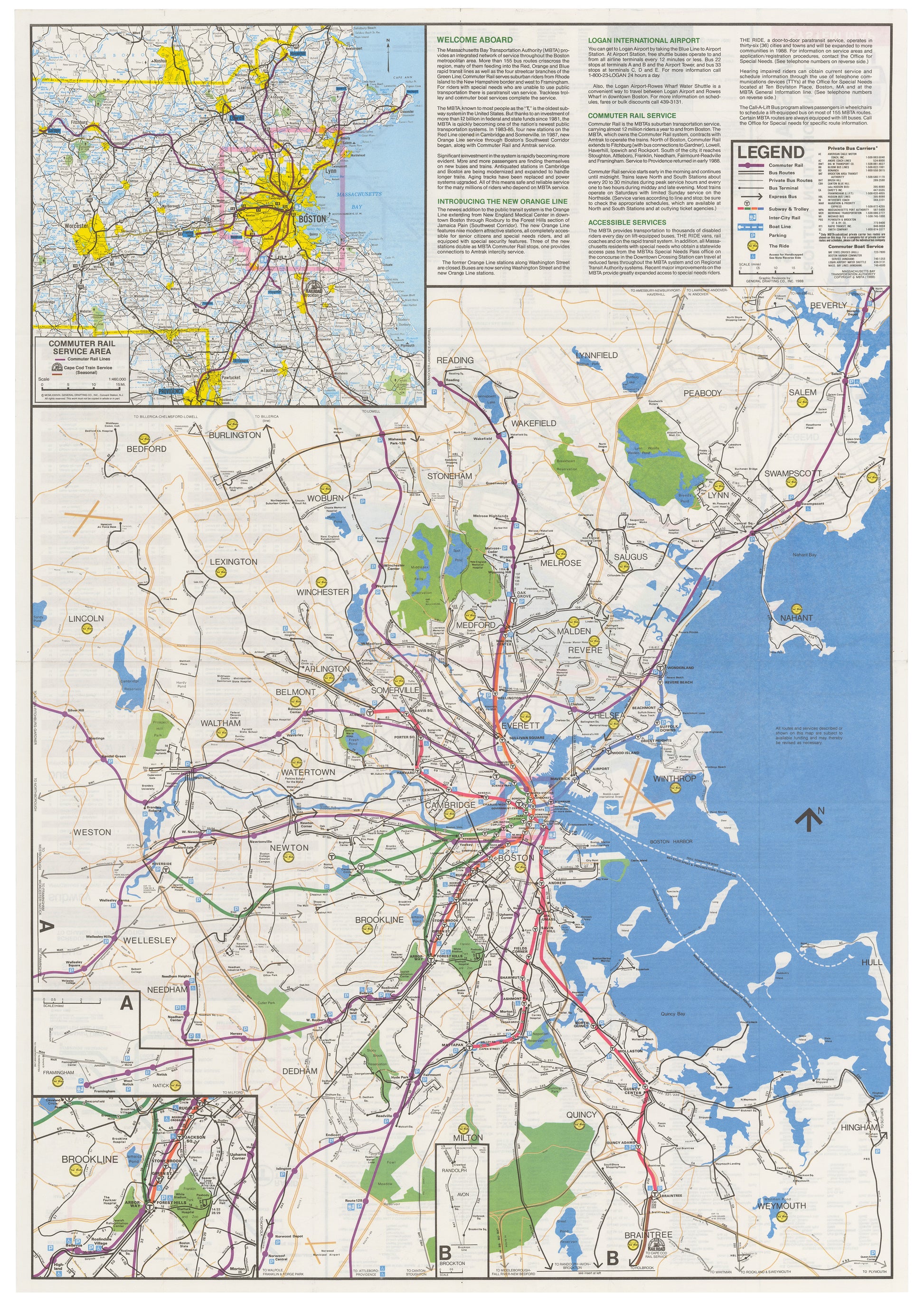 1988 MBTA System Map (Side A)