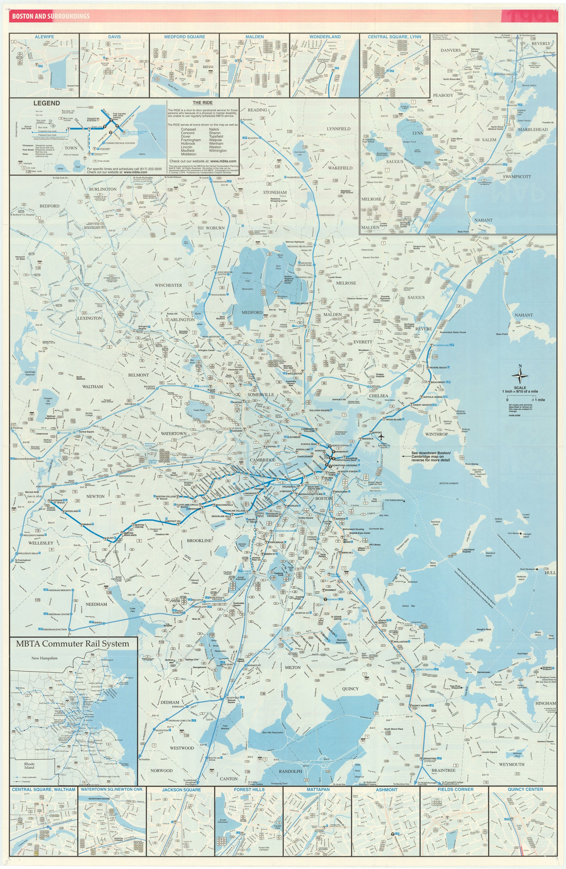 1999 MBTA System Map (Side A)