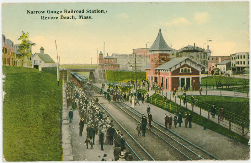 Vintage Postcard: Revere Beach Narrow Gauge Train Station