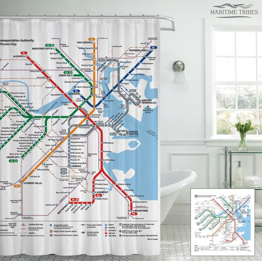 MBTA 2022 Map Shower Curtain