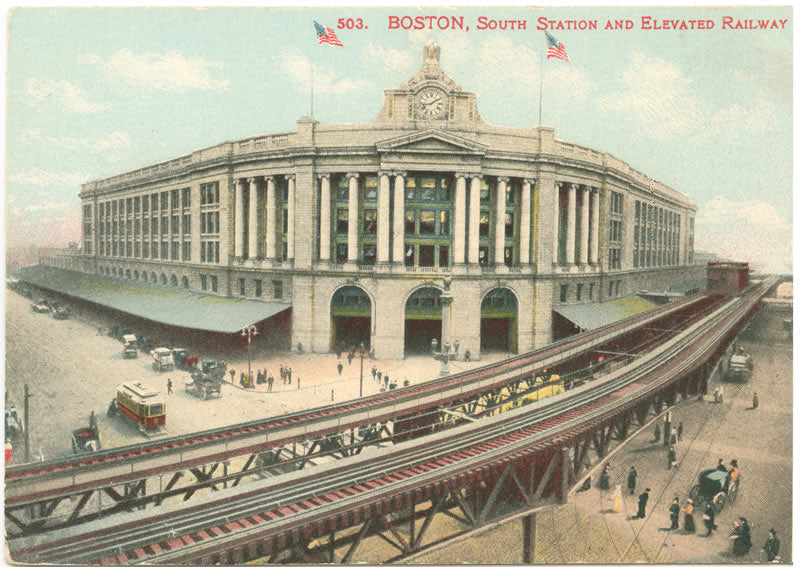 Vintage Postcard: South Station and Atlantic Avenue Elevated