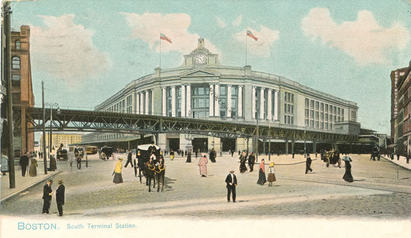 Vintage Postcard: South Station and Atlantic Avenue Elevated