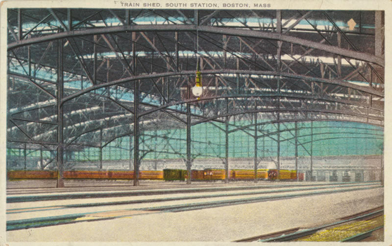 Vintage Postcard: South Station Train Shed