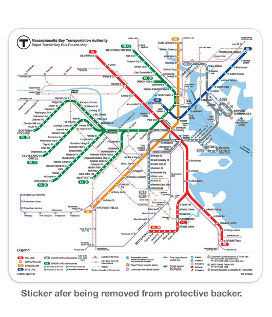 MBTA 2023 Rapid Transit Map Sticker