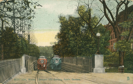 Vintage Postcard: Descent into Subway in Boston Public Garden