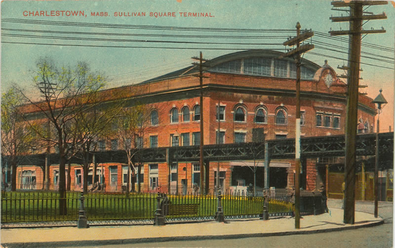 Vintage Postcard: Sullivan Square Terminal showing Elevated Railways