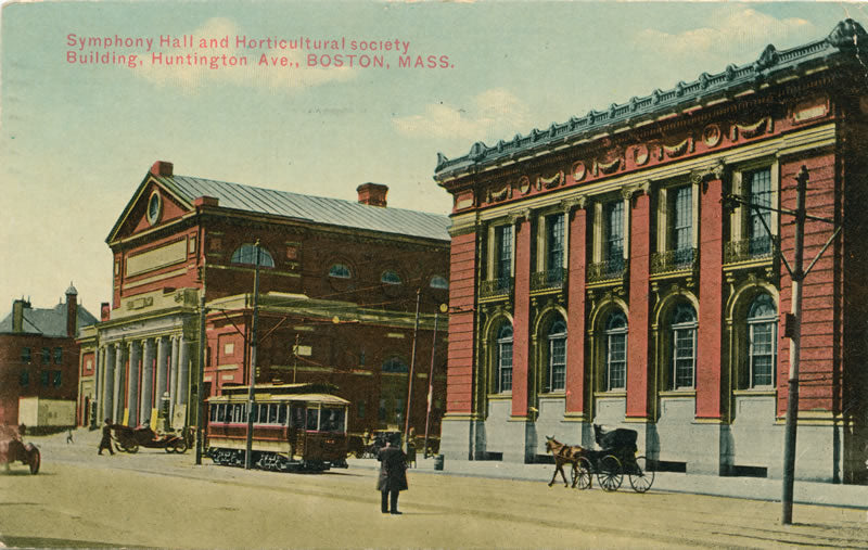 Vintage Postcard: Streetcar at Symphony and Horticultural Halls