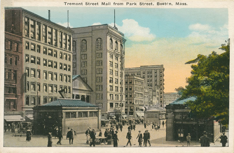 Vintage Postcard: Tremont Street Mall from Park Street