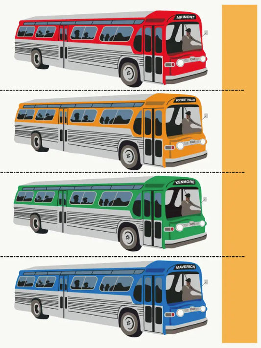 General Motors 1958 Buses; Ashmont, Forest Hills, Kenmore, Maverick