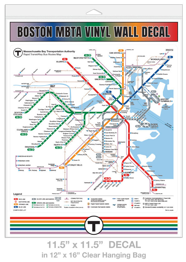MBTA 2023 Rapid Transit Map Wall Decal