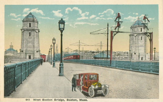 Vintage Postcard: West Boston Bridge with Subway