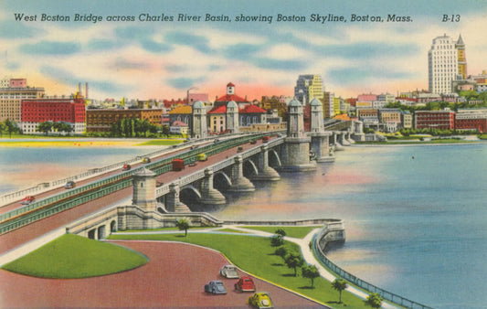 Vintage Postcard: West Boston Bridge over Charles River Basin