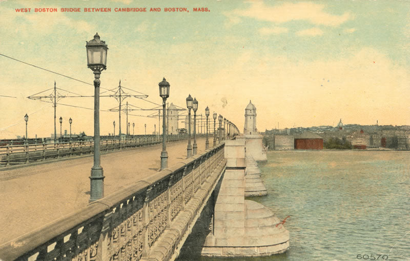 Vintage Postcard: New West Boston Bridge between Cambridge and Boston