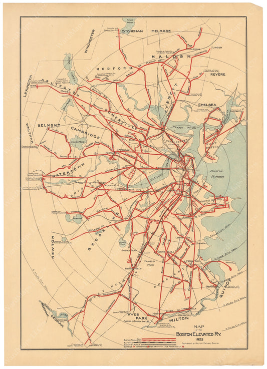 1923 Boston Elevated Railway Co. System Map