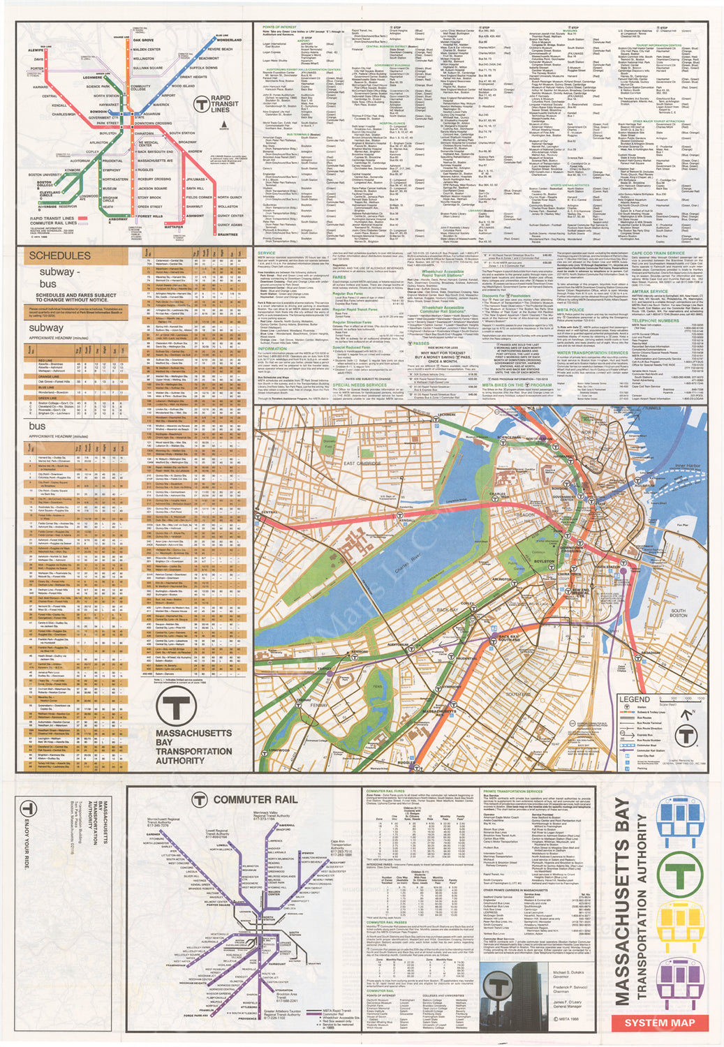 1988 MBTA System Map (Side B)
